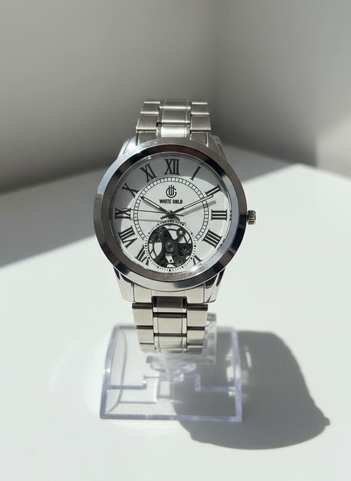 White Gold Classic Silver Automatic Watch