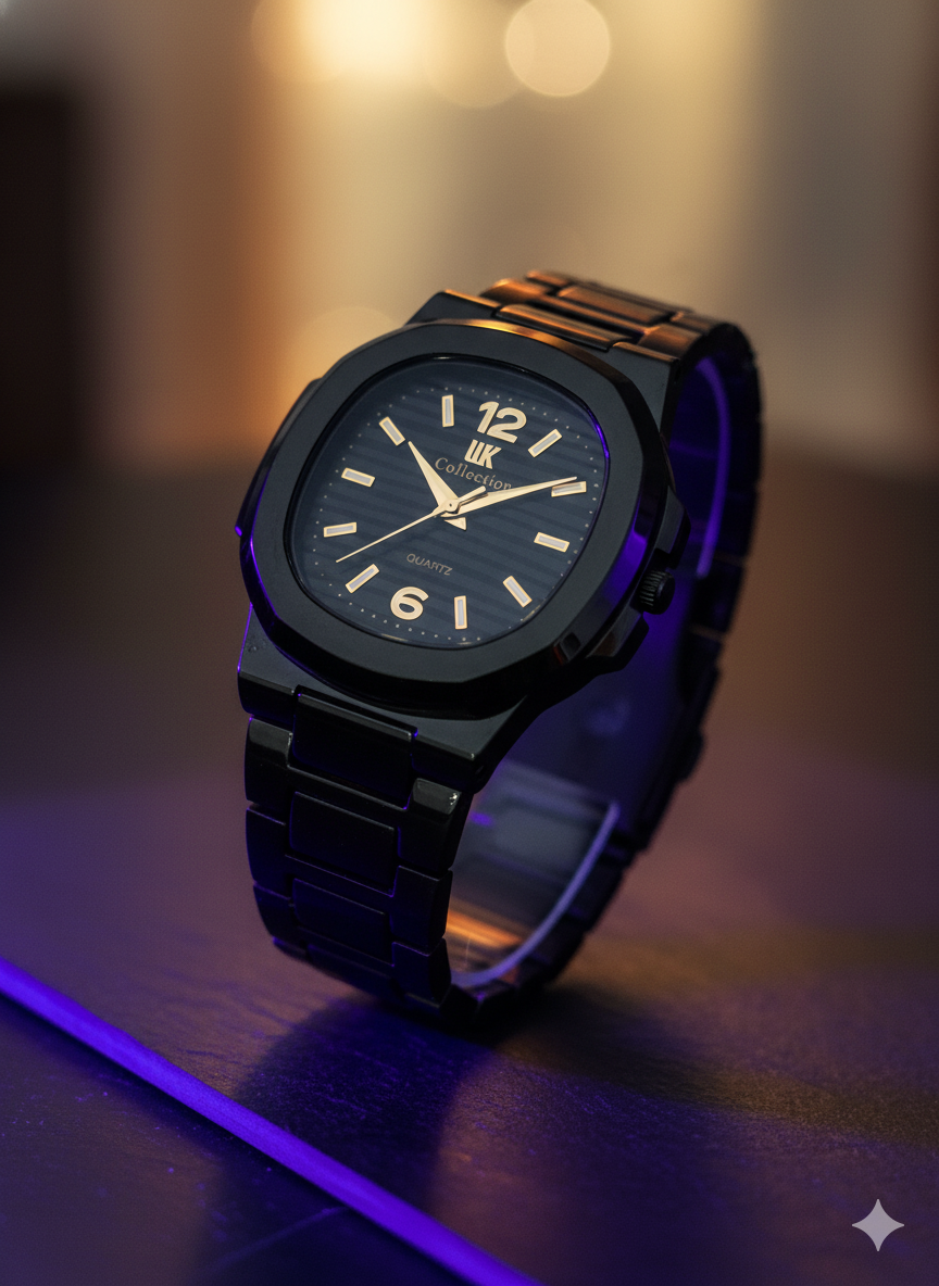 UK Collection Black Steel Quartz Watch